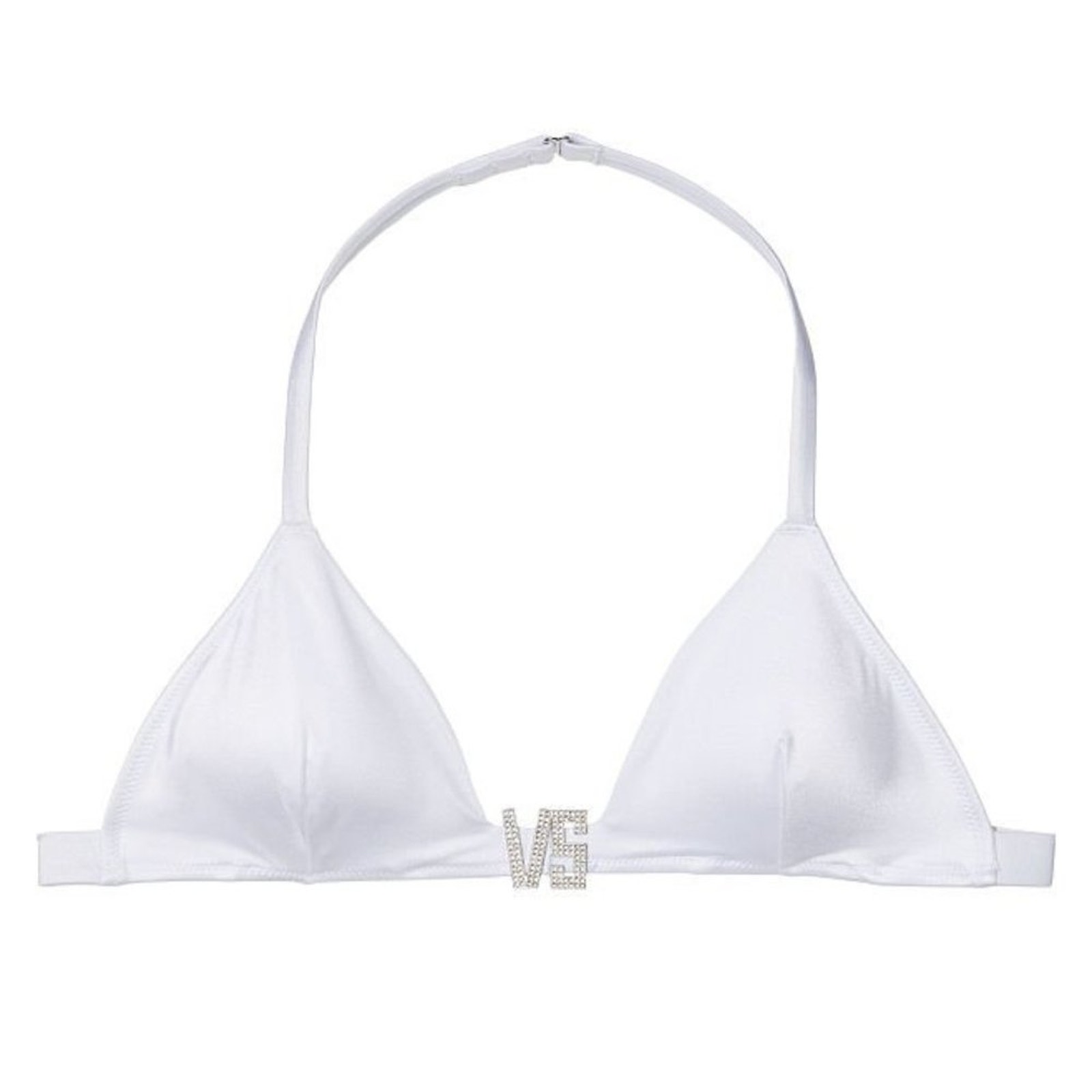 Victoria's Secret Swim Vs Shine Hardware Halter Bikini Top Size Xs White Nwt